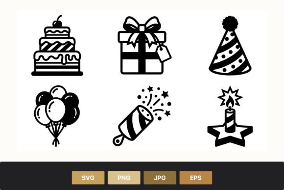 Download Birthday Cake Gift Box Party Hat Vector - Party Collection
