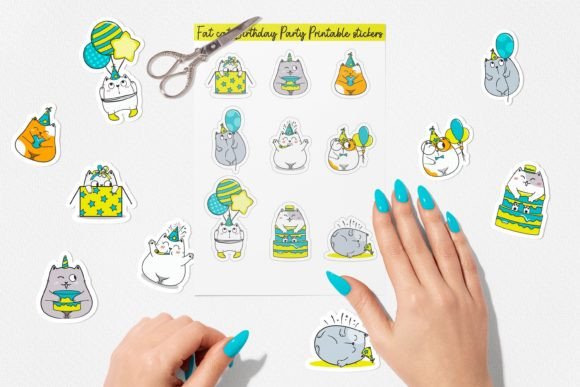 Download Fat Cat Birthday Party Stickers. - Party Collection