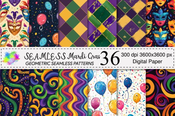 Download Mardi Gras Seamless Pattern Bundle - Premium Resources