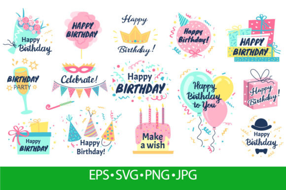 Download Happy Birthday Lettering. Greeting Card - Premium Bundle