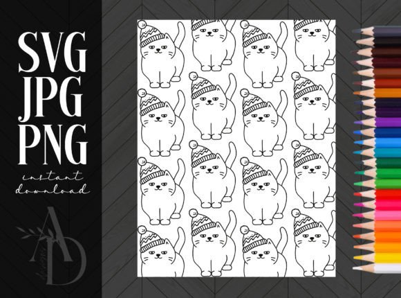 Download Coloring Page Cat Party Hat KDP - Party Collection